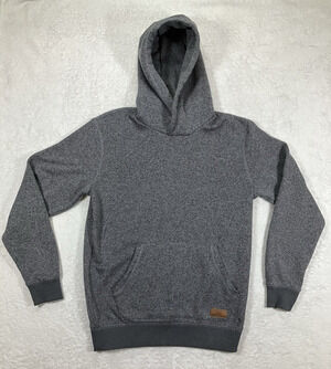 Quicksilver Mens Hoodie Sweater Gray Grunge Sweatshirt Medium Skater Surf Pocket